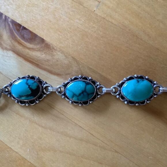 Sterling SILVER VINTAGE TURQUOISE BRACELET​​ - Picture 4 of 6